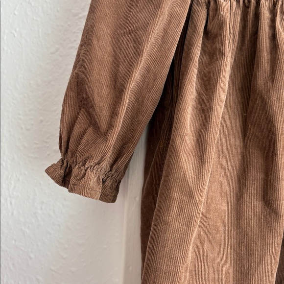 Zara Girls Brown Corduroy Ruffle Collar Dress - Picture 4 of 6